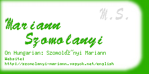 mariann szomolanyi business card